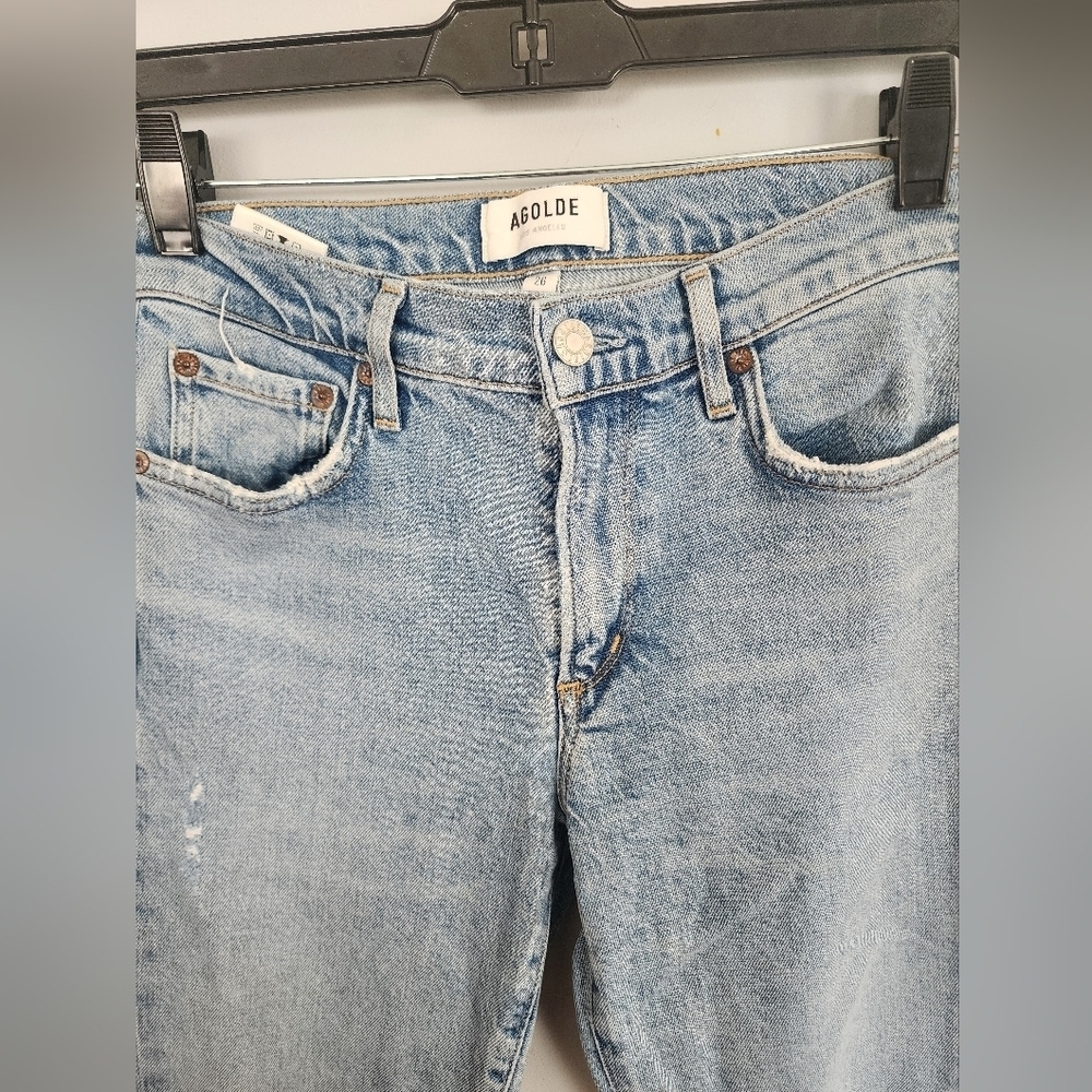 AGOLDE light blue wash distressed skinny jeans size 26 - Picture 2 of 7